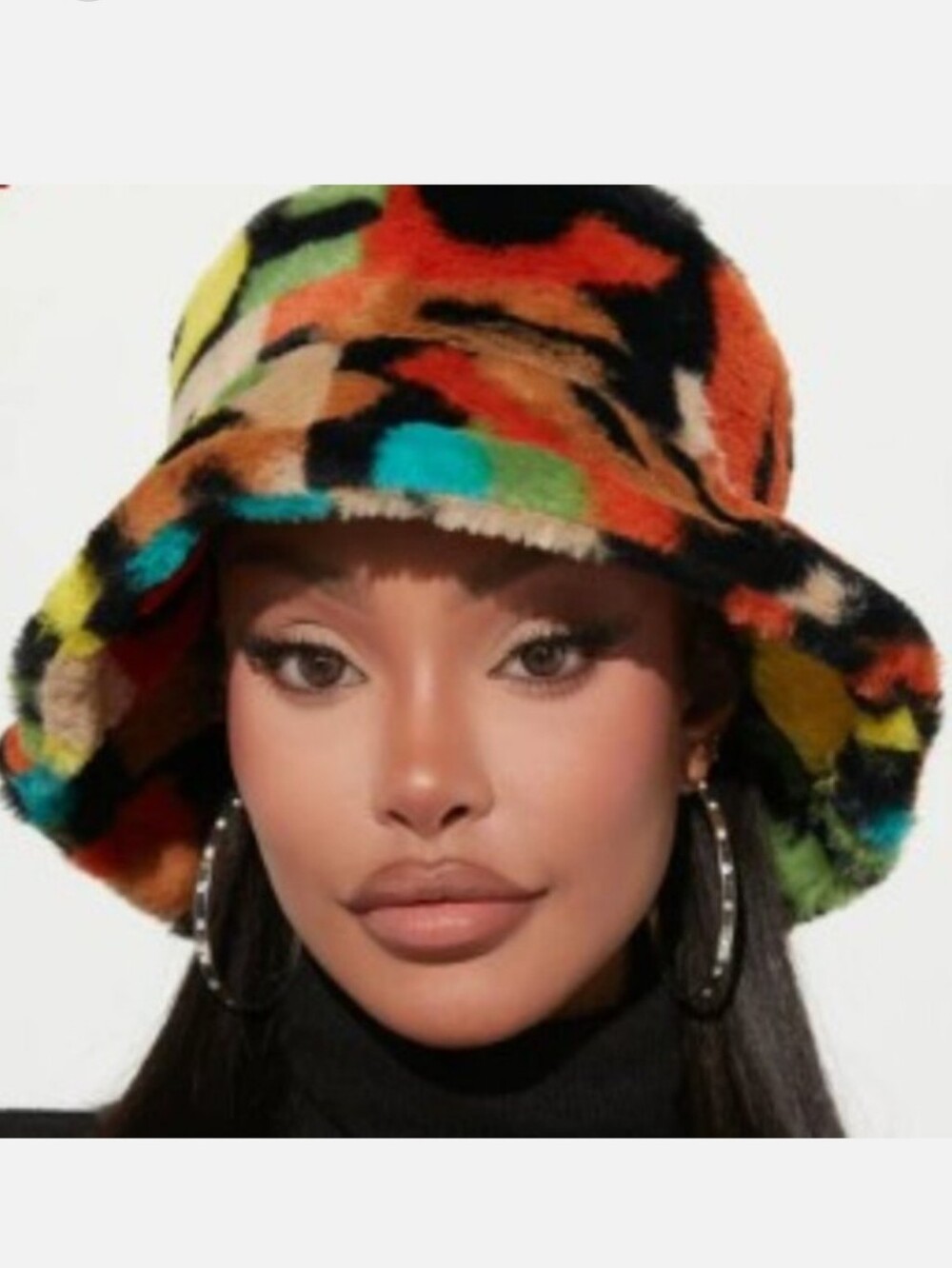 Multicolor Faux Fur Bucket Hat